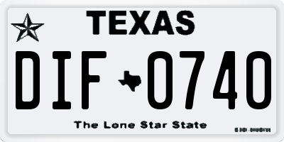 TX license plate DIF0740