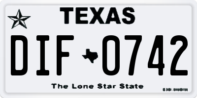 TX license plate DIF0742