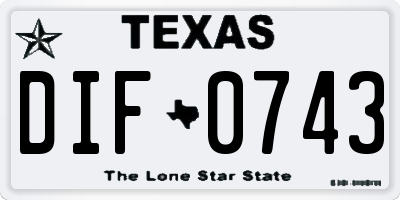 TX license plate DIF0743