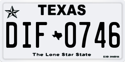 TX license plate DIF0746