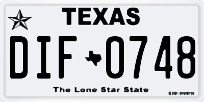 TX license plate DIF0748