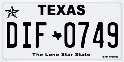 TX license plate DIF0749