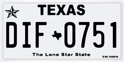 TX license plate DIF0751
