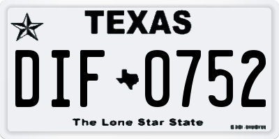TX license plate DIF0752
