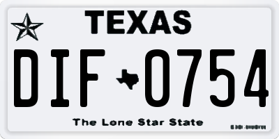 TX license plate DIF0754