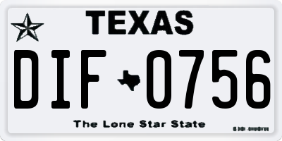 TX license plate DIF0756