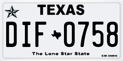 TX license plate DIF0758