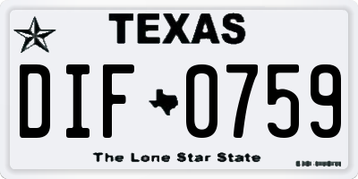 TX license plate DIF0759