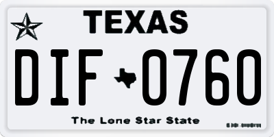 TX license plate DIF0760