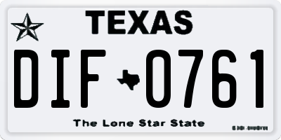 TX license plate DIF0761