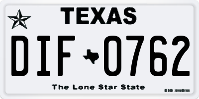 TX license plate DIF0762
