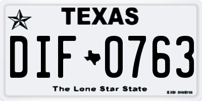 TX license plate DIF0763