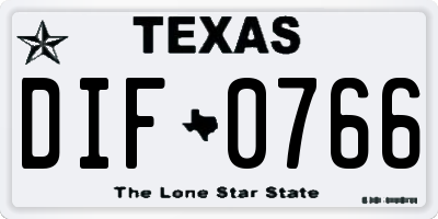 TX license plate DIF0766