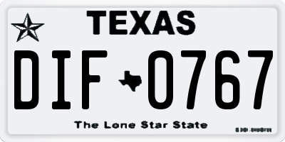TX license plate DIF0767