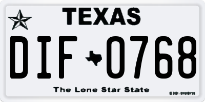 TX license plate DIF0768