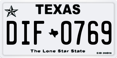 TX license plate DIF0769