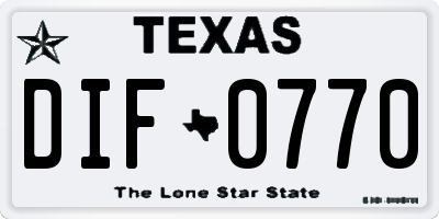 TX license plate DIF0770