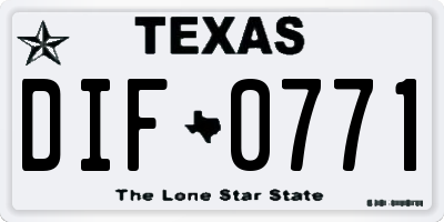 TX license plate DIF0771