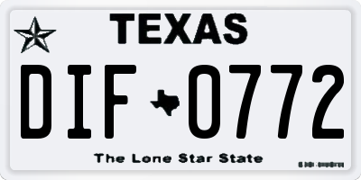 TX license plate DIF0772