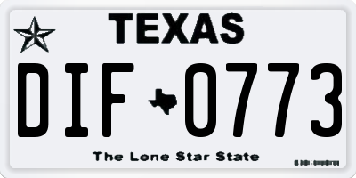 TX license plate DIF0773