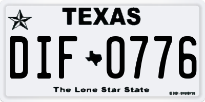 TX license plate DIF0776