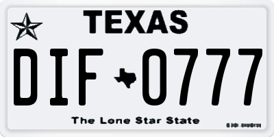 TX license plate DIF0777