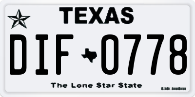 TX license plate DIF0778