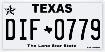 TX license plate DIF0779