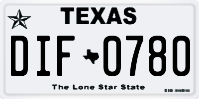 TX license plate DIF0780