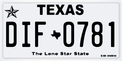 TX license plate DIF0781