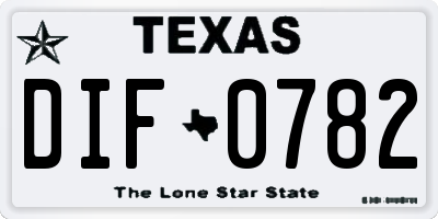 TX license plate DIF0782