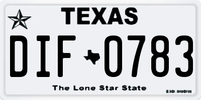 TX license plate DIF0783
