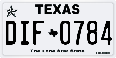 TX license plate DIF0784