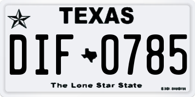 TX license plate DIF0785