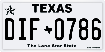 TX license plate DIF0786