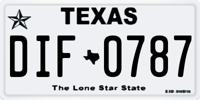 TX license plate DIF0787