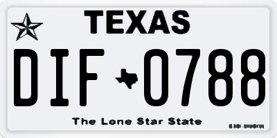 TX license plate DIF0788