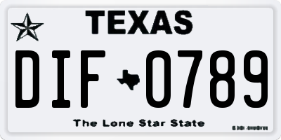 TX license plate DIF0789