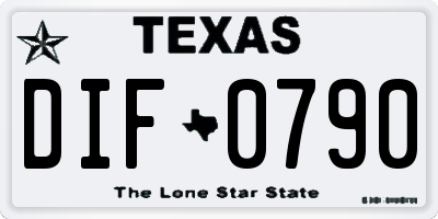 TX license plate DIF0790