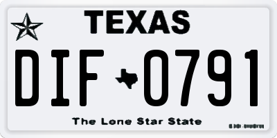 TX license plate DIF0791