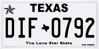 TX license plate DIF0792