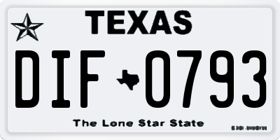 TX license plate DIF0793
