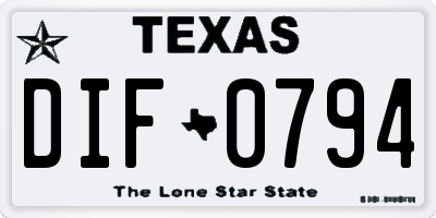 TX license plate DIF0794
