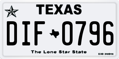 TX license plate DIF0796