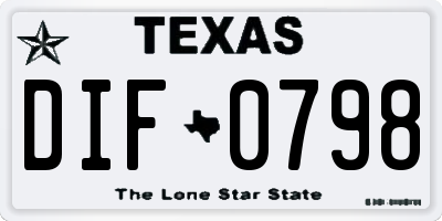 TX license plate DIF0798