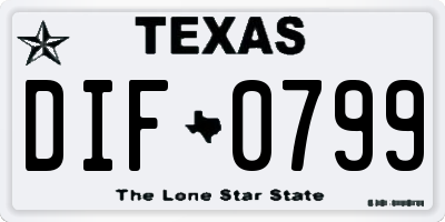 TX license plate DIF0799