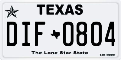 TX license plate DIF0804