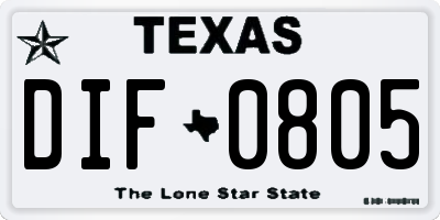TX license plate DIF0805