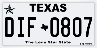TX license plate DIF0807