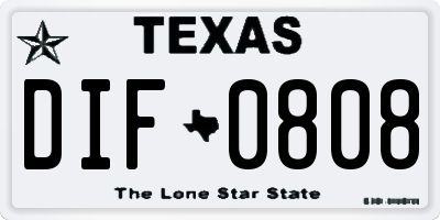 TX license plate DIF0808